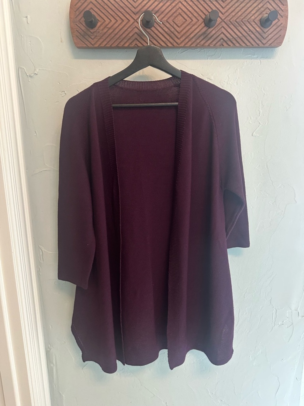 Open-Front Women's Cardigan Sweater in Deep Plum
